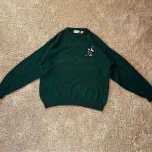 Green Crewneck Sweater with Embroidered Detail vintage IZOD Sweater